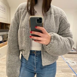 Gray puffy bomber